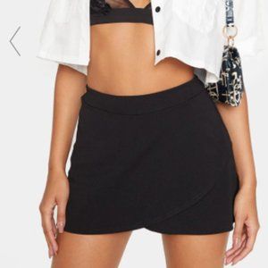 Black Double Wrap Front Skort
